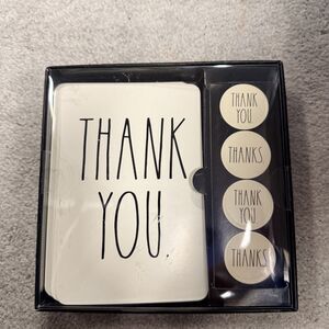 Rae Dunn Thank You Note Card Set With 12 Envelopes And Stickers New